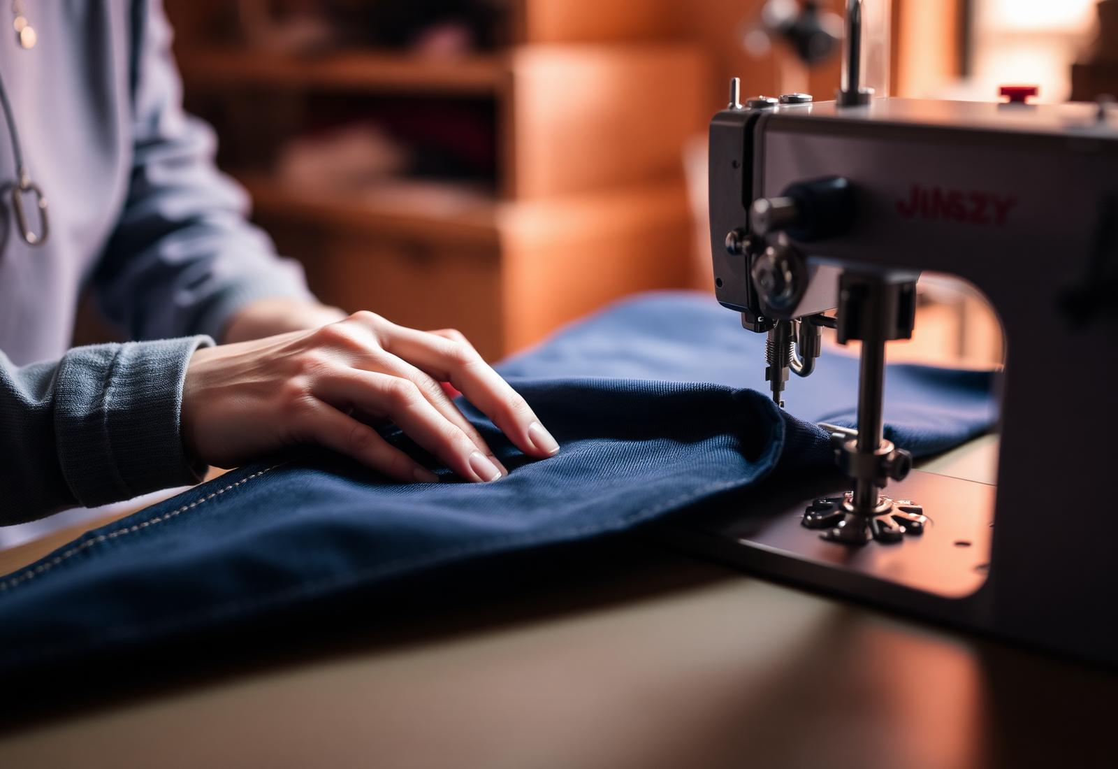 Costura de denim no atelier GSAT